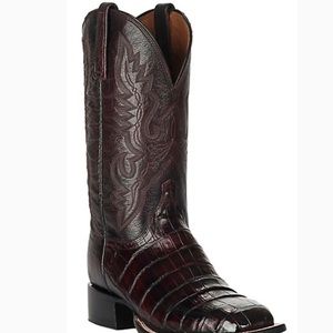Lucchese Black Cherry Caiman Belly Boots